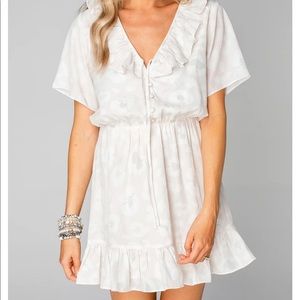 NWT Buddy Love Cream Patterned Ruffled Mini Dress